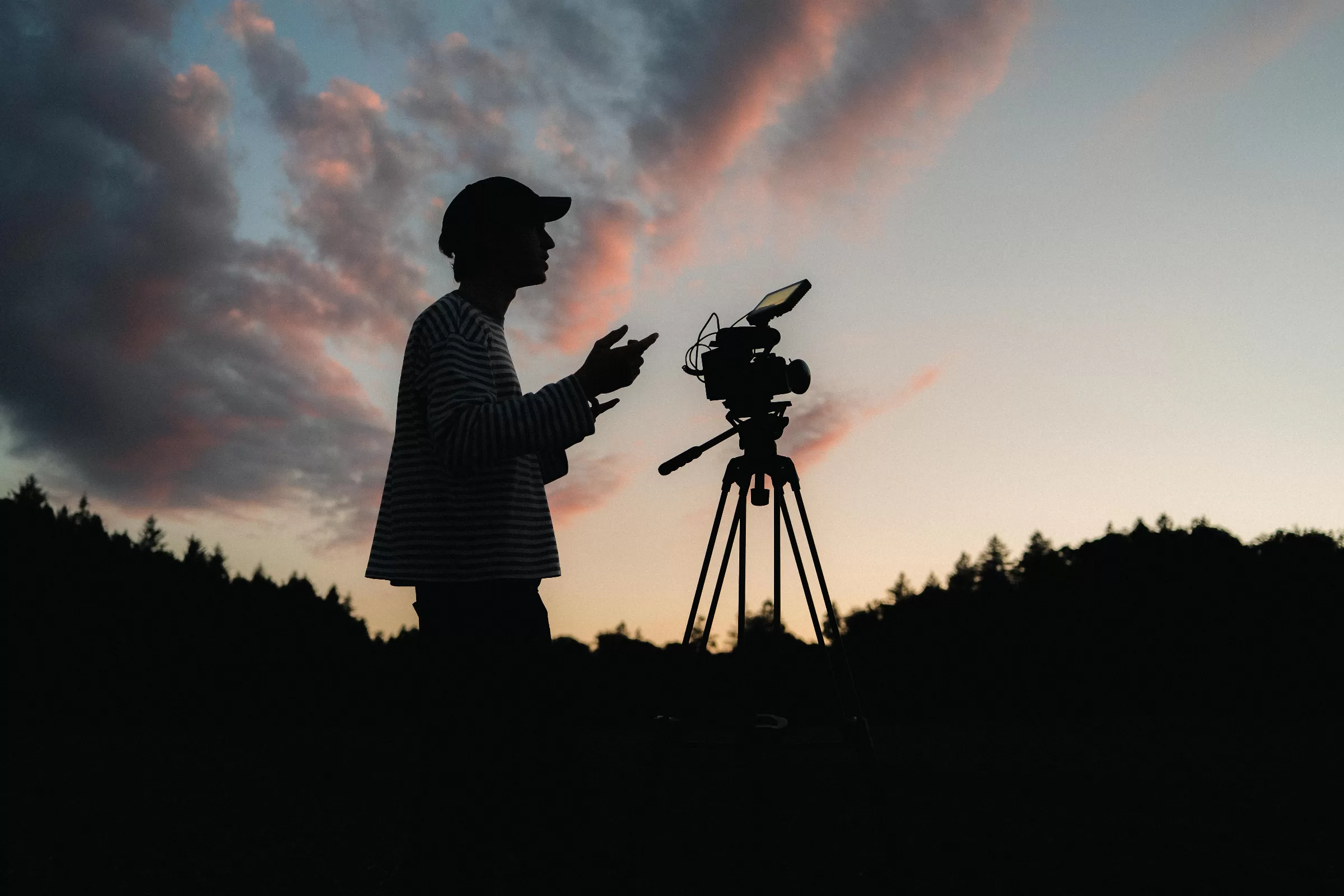 Behind the scenes of a brand video shoot: Lua Hell operating the cinema camera.