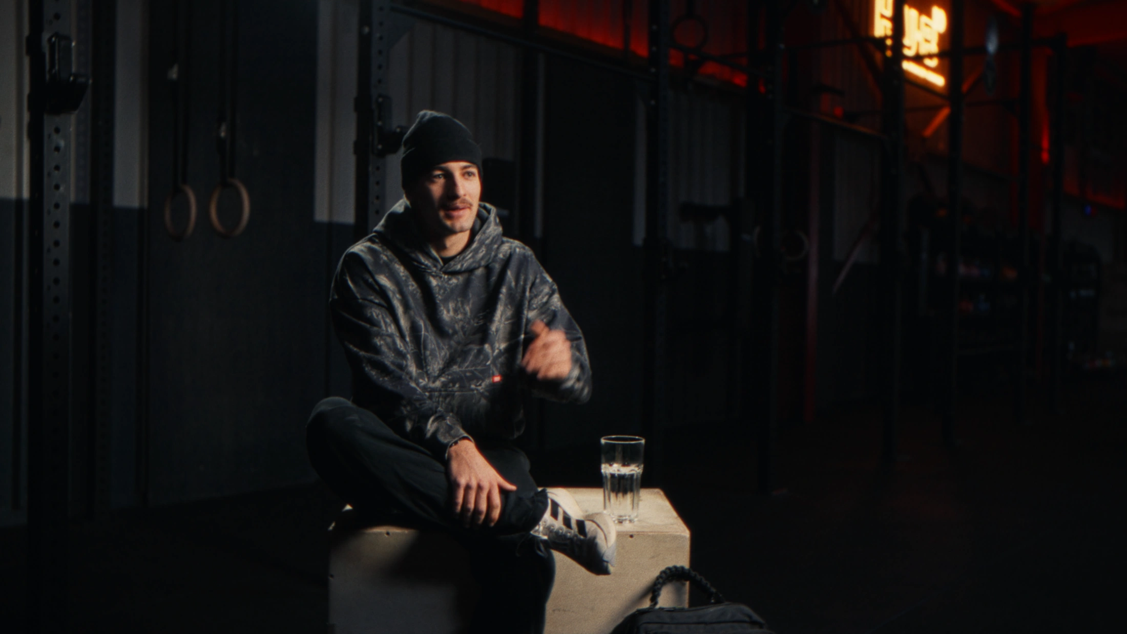 Documentary still from Beyond Performance: a quiet frame about focus and discipline in an athlete's daily routine