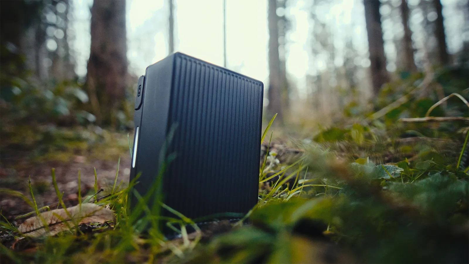 Wide behind the scenes shot of the K&F Concept V-Mount brand reel production in a Swiss forest, directed and filmed by Lua Hell