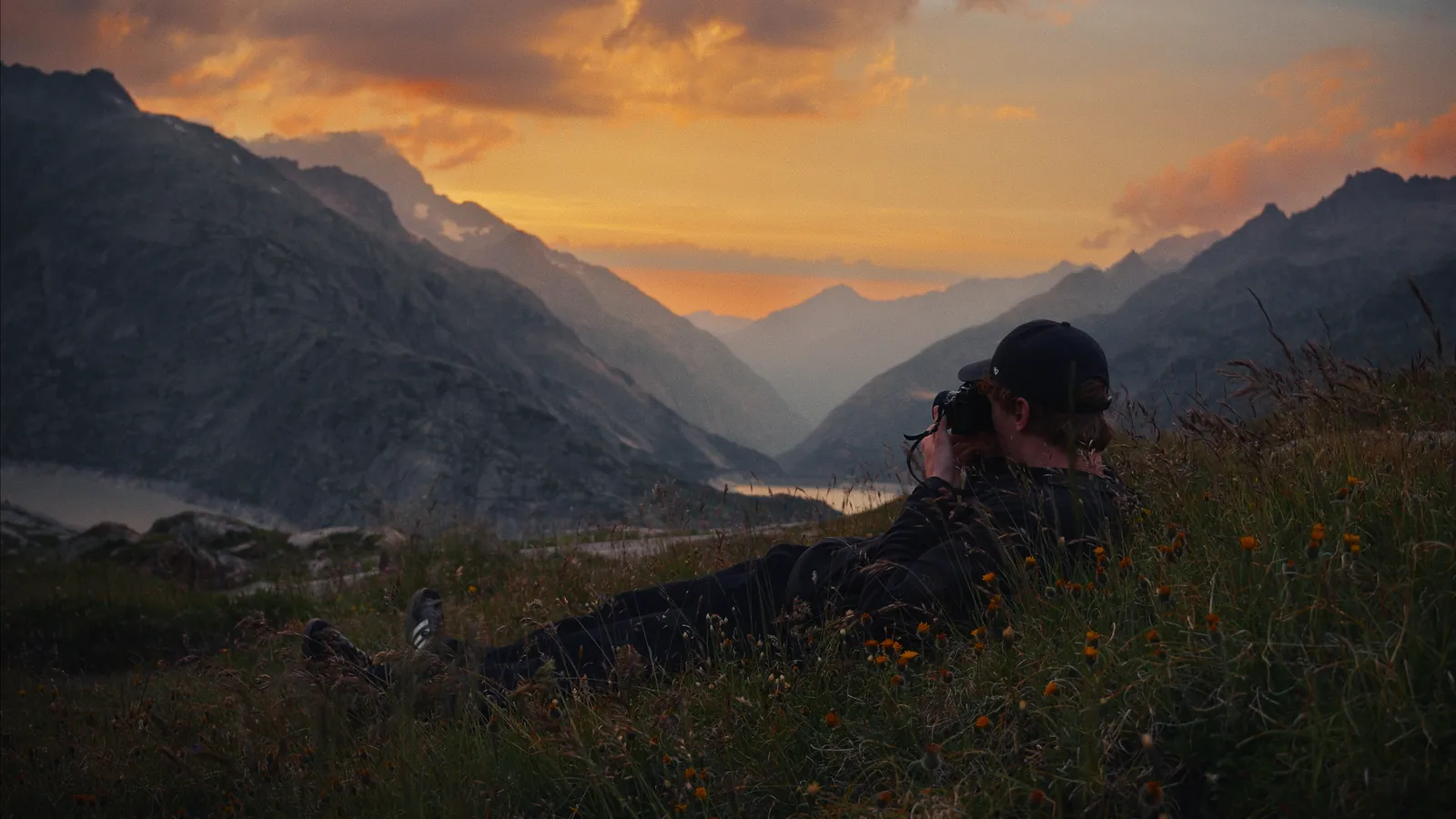 Footage graded with Film Core, Sunset landscape